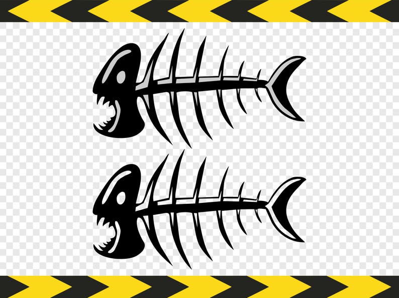 Download Fish Piranha skeleton SVG Art Print Clipart DIY Decal Sticker | Etsy