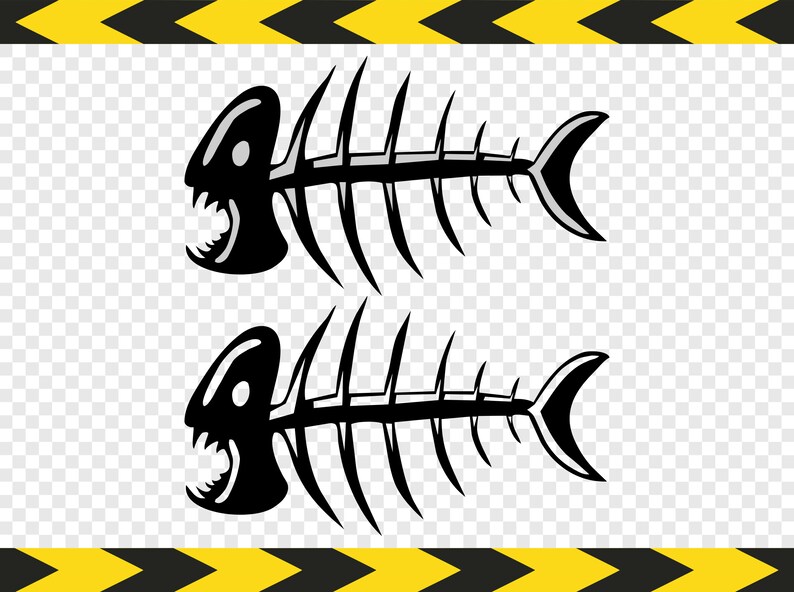 Fish Piranha skeleton SVG Art Print Clipart DIY Decal ...