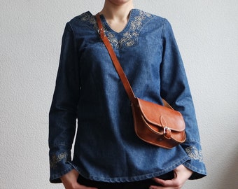 Vintage Denim Shirt / Boho Denim Blouse / Womens Denim Shirt Blue / Western Blouse / Jeans Shirt / Blue Denim Blouse / Denim clothing