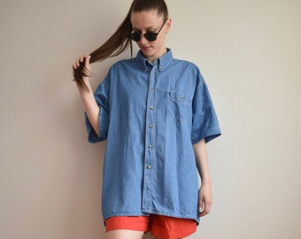 Vintage Jeanshemd Herren Jeanshemd Westernhemd Jeanshemd Blau Jeanshemd Klassische Jeans Wear Cooles Jeanshemd für Männer Kurzarm
