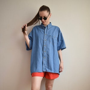 Camicia in denim vintage, camicia in denim da uomo, camicia western, camicia di jeans, camicia in denim blu, jeans classici, camicia in denim alla moda per uomo, manica corta