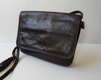 Vintage Brown Shoulder Genine Leather Bag Messenger Bag Crossbody Bag Brown Leather Bag Dark Brown Real Leather Bag Handbag