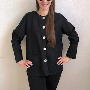Black linen jackets ladies online