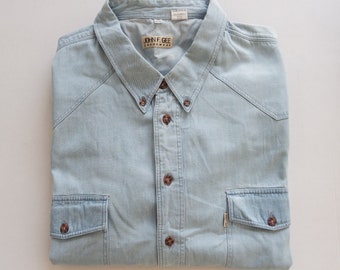 Vintage Jeanshemd Herren Jeanshemd Westernhemd Jeanshemd Blau Jeanshemd Klassische Jeans Wear Cooles Jeanshemd für Männer Kurze Ärmel