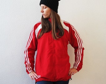 90s adidas トラックジャケット パーカー サイドライン 白 赤 Y2K 80's EU VINTAGE adidas LOGO LINE DESIGN TRACK JACKET/80年代