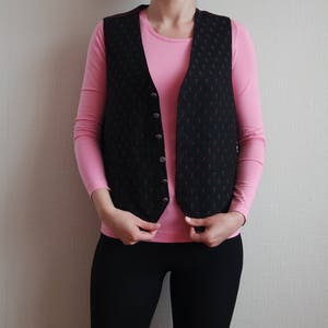 Wool Mens Vest Patterned Vintage Vest Black Mens Wool Vest Ornamented Vest Classic Vest Waistcoat Vest Black Waistcoat