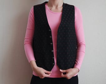 Wool Mens Vest Patterned Vintage Vest Black Mens Wool Vest Ornamented Vest Classic Vest Waistcoat Vest Black Waistcoat