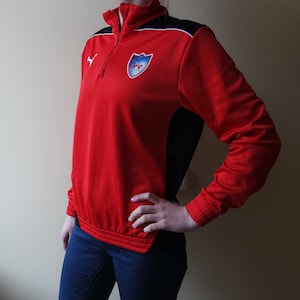 Vintage PUMA Sweater Red Sport Jacket PUMA Activewear Vintage Old School Tracksuit Activewear Red Puma Unisex sweater Red Puma Sweater