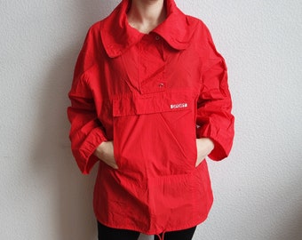 vintage veste rouge imperméable coupe-vent taille moyenne coupe-vent surdimensionné imperméable rouge veste à capuche imperméable