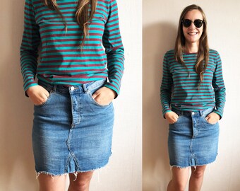 Denim mini skirts, Vintage Blue jeans skirts, Vintage denim short mini skirts, Blue denim skirts, Bohemian mini skirt Boho Hippie Womens