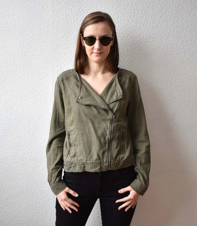 Vintage Khaki Linen Jacket Women's Linen Jacket Linen Etsy