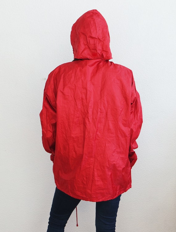 Vintage Red Jacket Rain Coat Windbreaker Medium s… - image 4