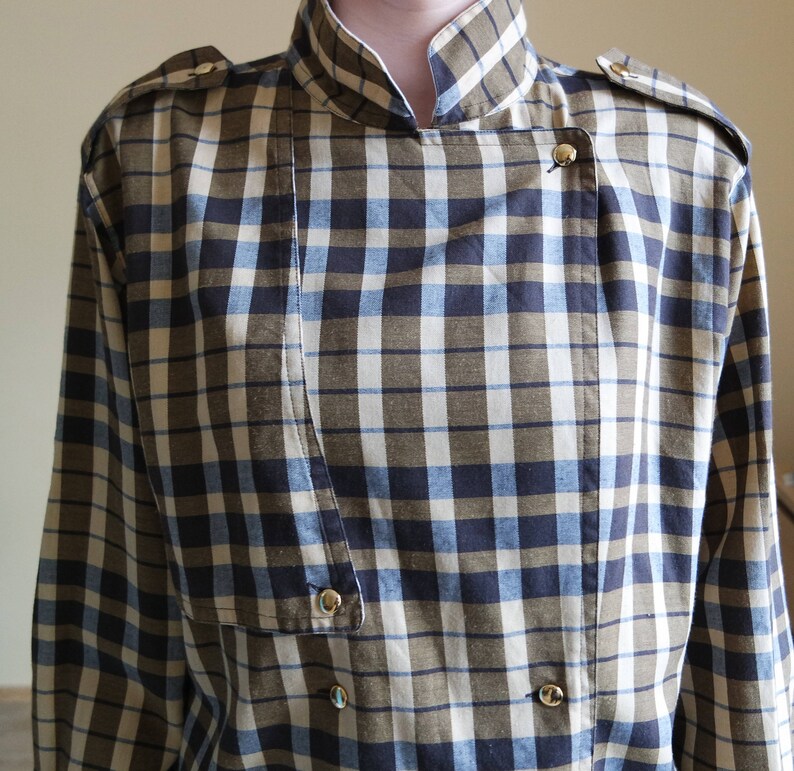 Vintage Shirt Unisex Oxford Shirt Chequered Longsleeve Unisex Womens size 42 Shirt Mustard Yellow Oxford Shirt Vintage Hipster shirt