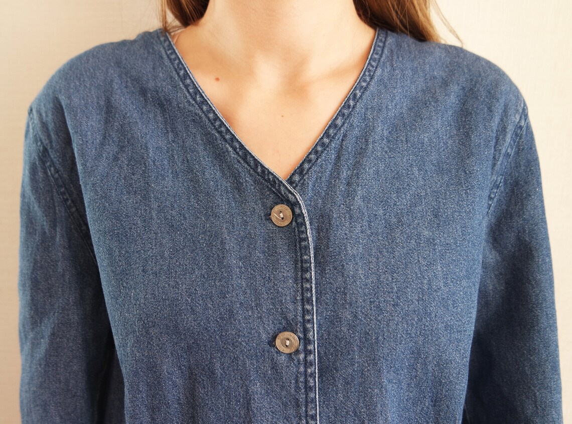 Vintage Denim Jacket / Womens Denim Coat / Blue Jeans Jacket / Etsy