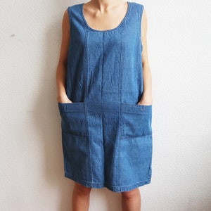 Vintage denim dress Blue sarafan Shirt dress Denim Short sleeve dress Womens jeans tunic Summer dress Blue dress Loose shirt dress