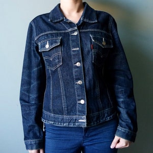 Vintage LEVIS Jeans Jacke Dunkelblau Jeans Jacke 80er 90er Jahre Jeans Wear Unisex Jeans Mantel Jacke Blau