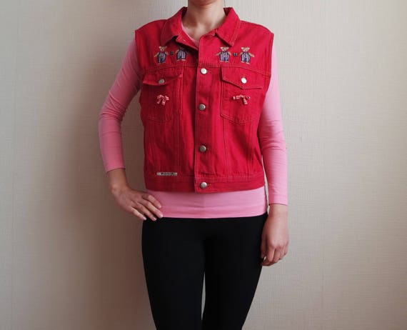 red denim vest womens