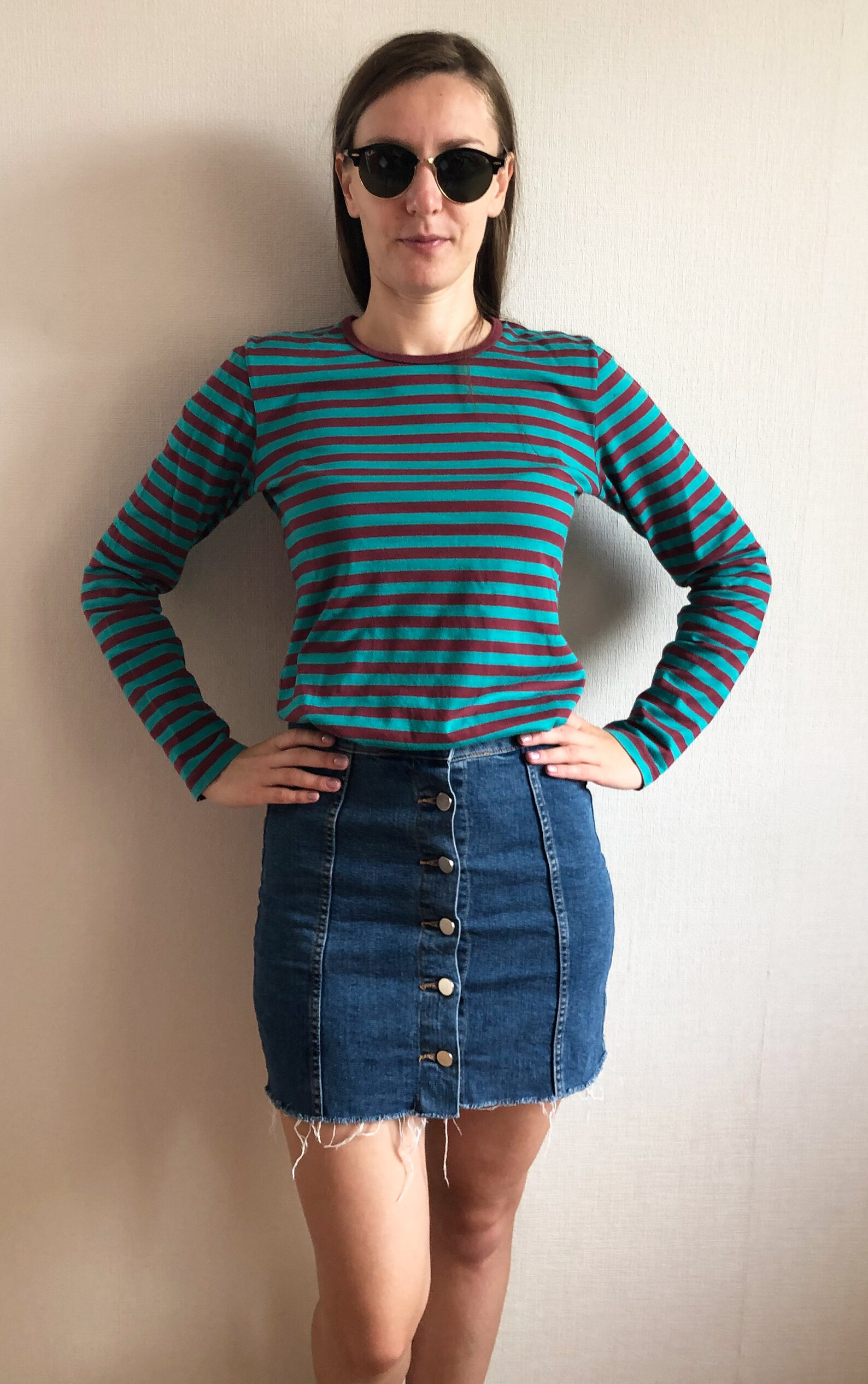 CD Short Skirt Retro Blue Cotton