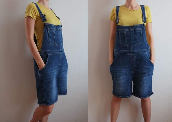 vintage shortall light blue denim overalls