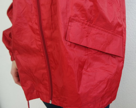 Vintage Red Jacket Rain Coat Windbreaker Medium s… - image 5