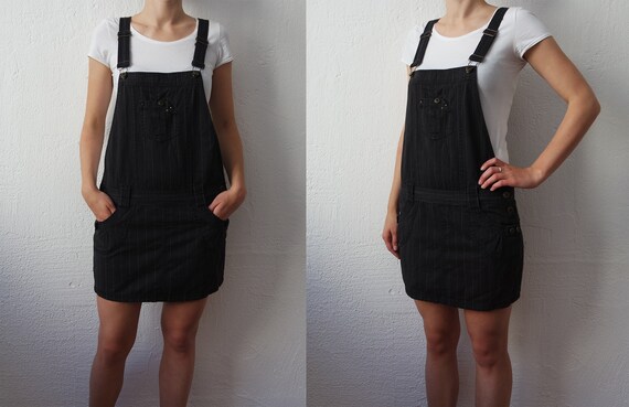 black denim skirt overalls