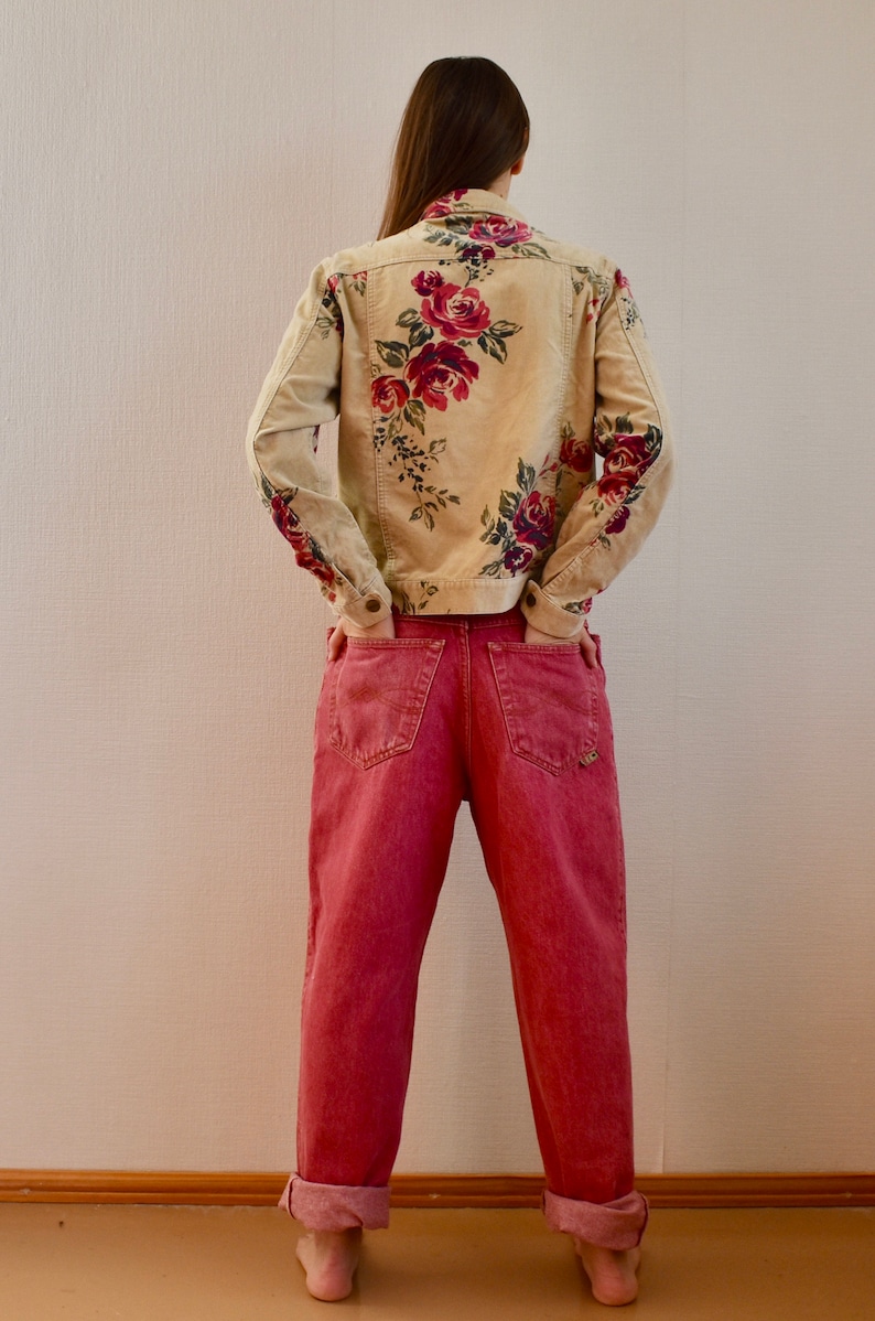 Vintage Velvet Jacket Beige Floral Womens Jacket Vintage Beige Velvet Coat Jacket Corduroy Blazer With Buttons Classic Short Jacket