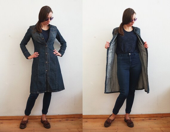 dark blue denim shirt dress