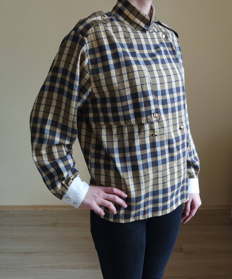 Vintage Shirt Unisex Oxford Shirt Chequered Longsleeve Unisex Womens size 42 Shirt Mustard Yellow Oxford Shirt Vintage Hipster shirt