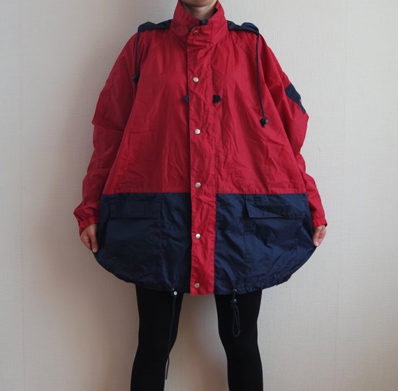oversized red windbreaker