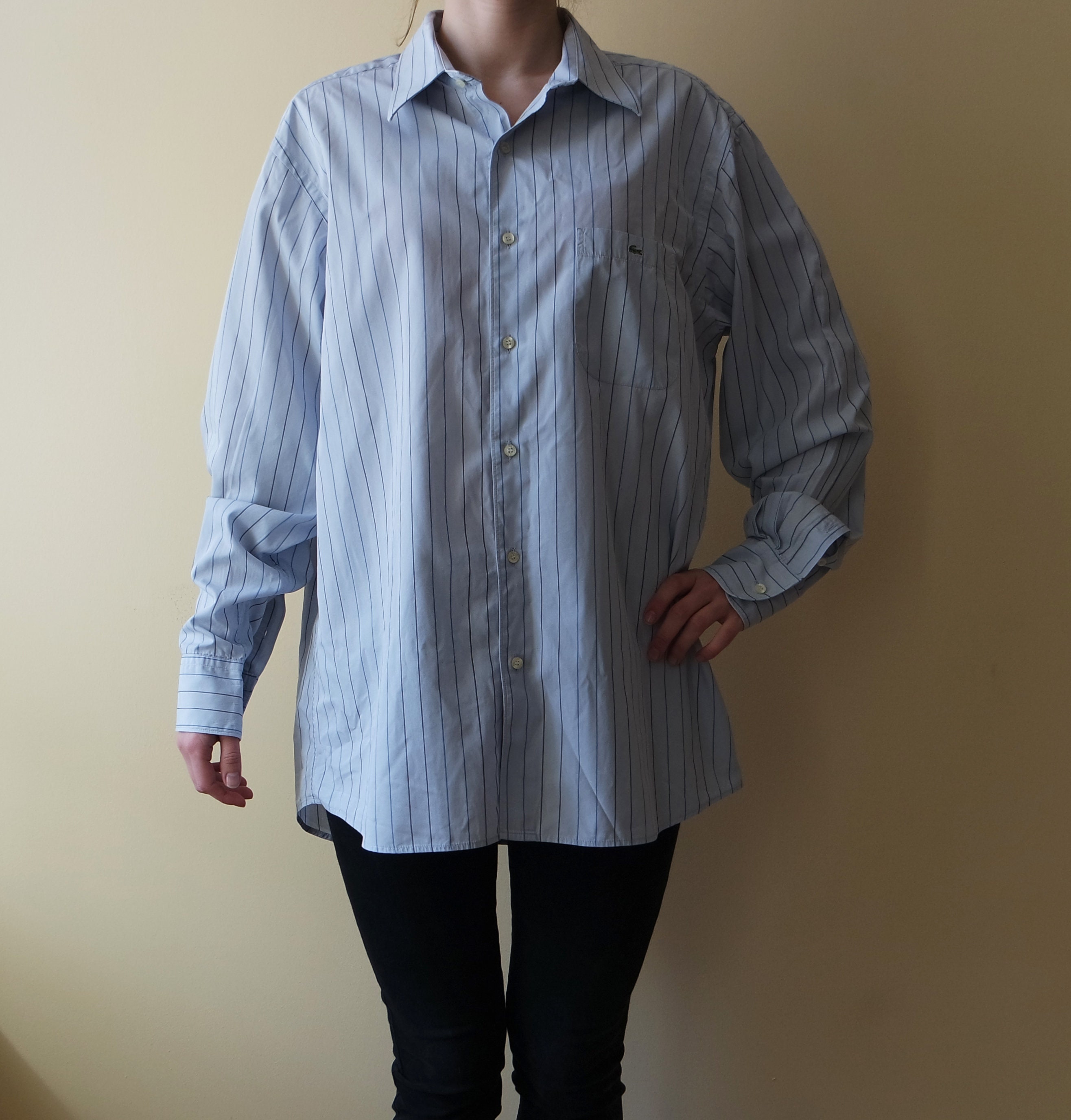 Vintage Men Striped Lacoste Shirt Men 