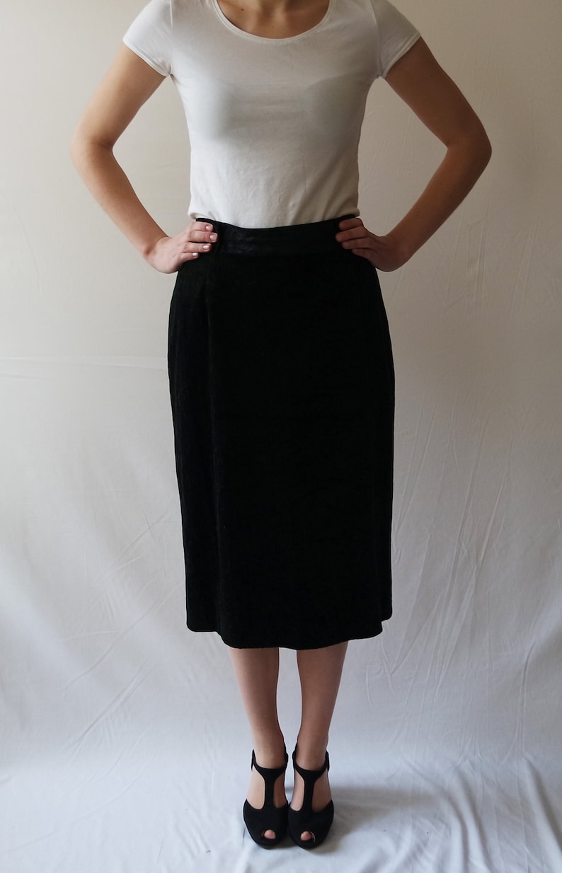 Vintage Black Skirts Velvet Skirts Black Midi Skirt Midi - Etsy