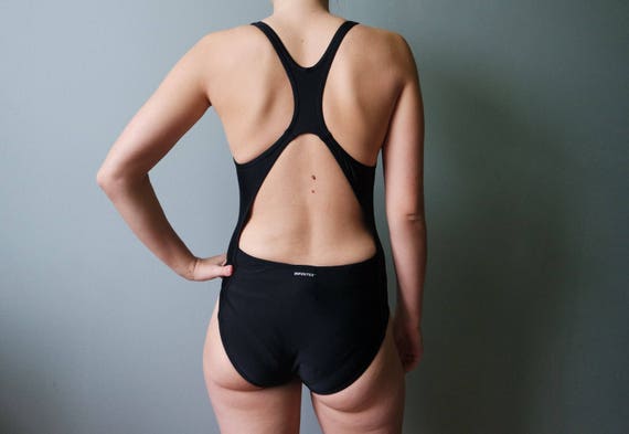 adidas black swimming costume