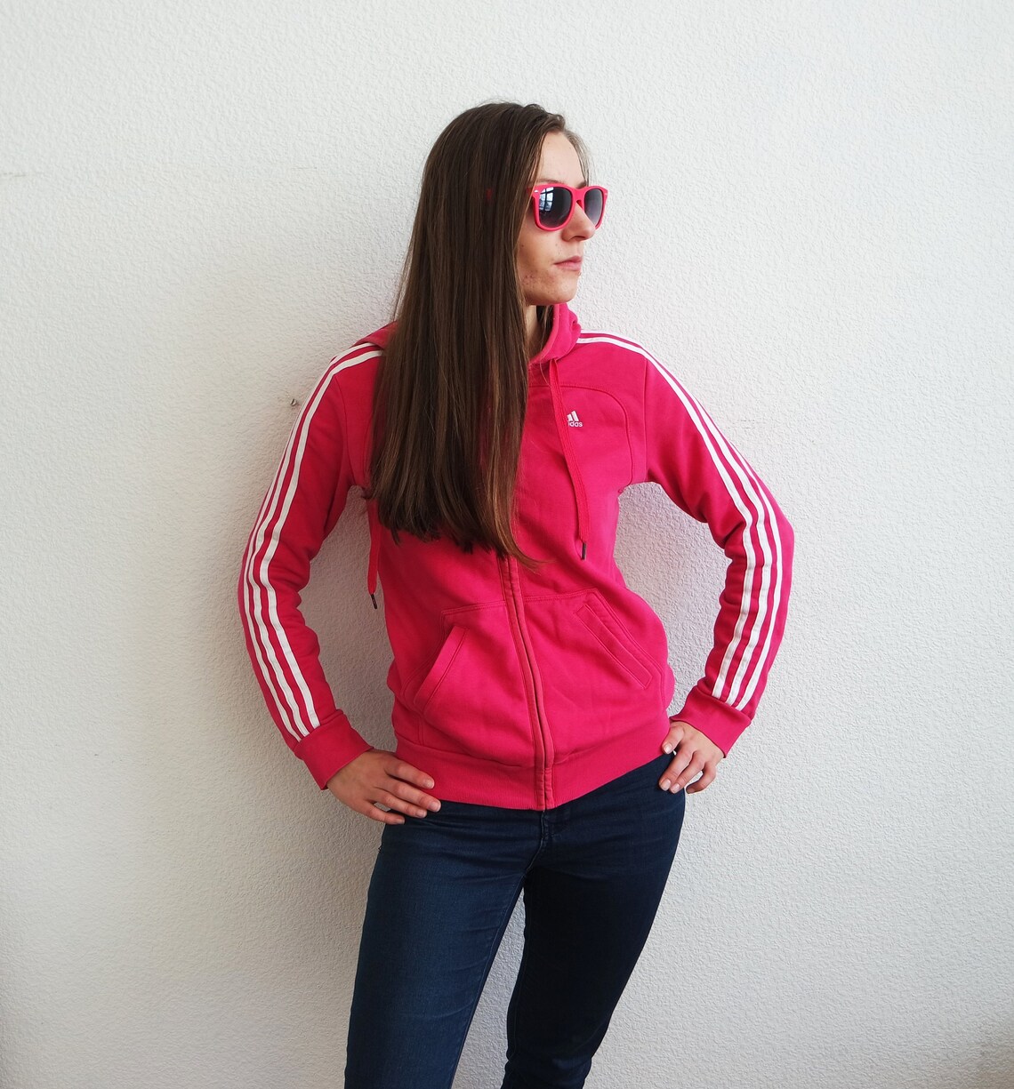 ADIDAS Vintage Adidas Pink Sport Jacket Hooded PINK Adidas Etsy