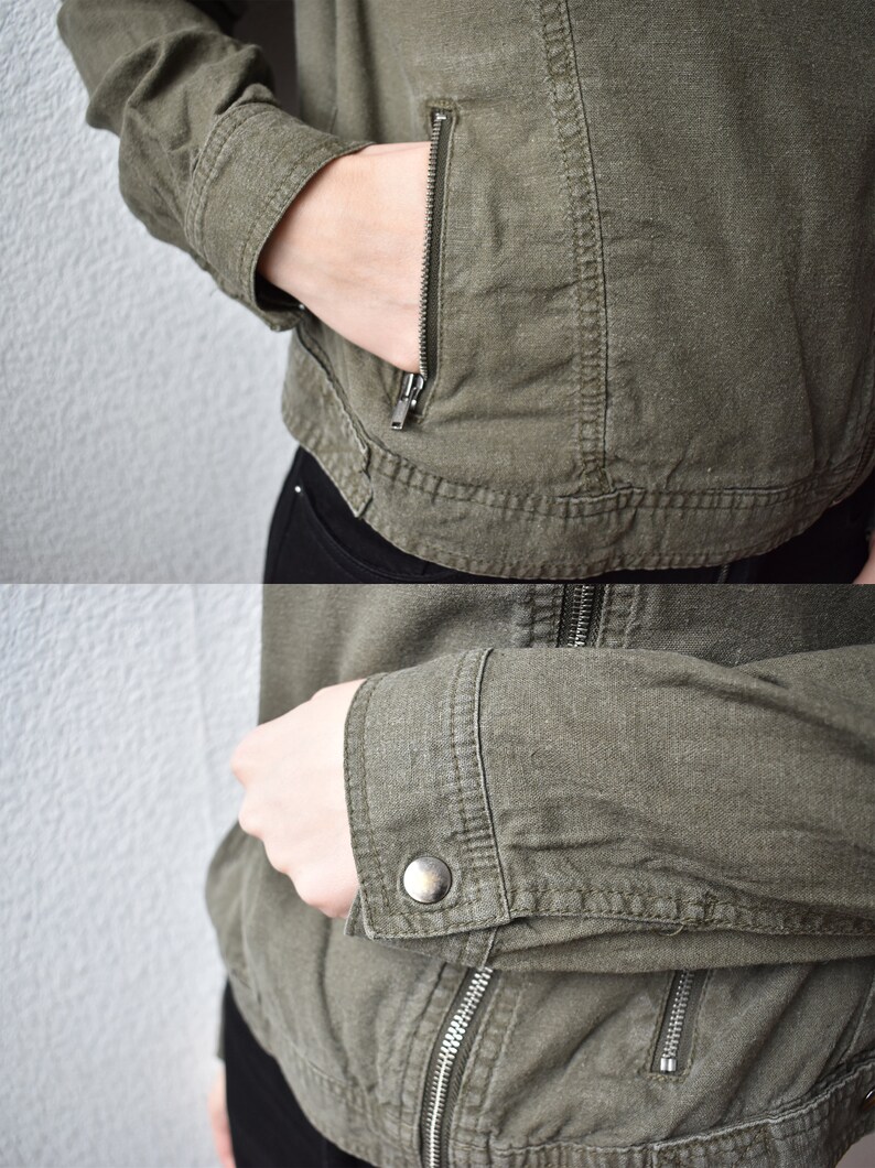 Vintage Khaki Linen Jacket Women's Linen Jacket Linen Etsy