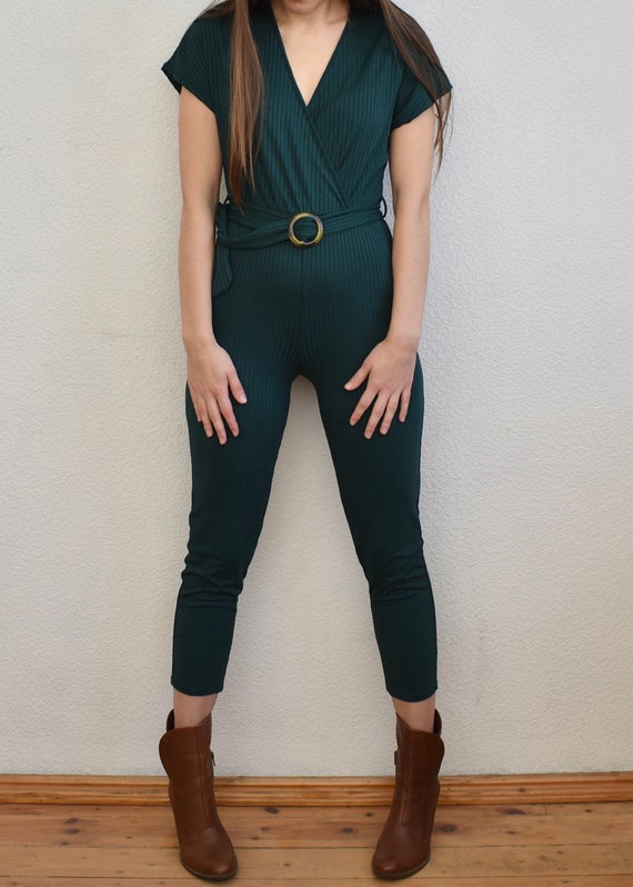 Vintage Women's Dark Green Jumpsuit Fitting Jumps… - image 6