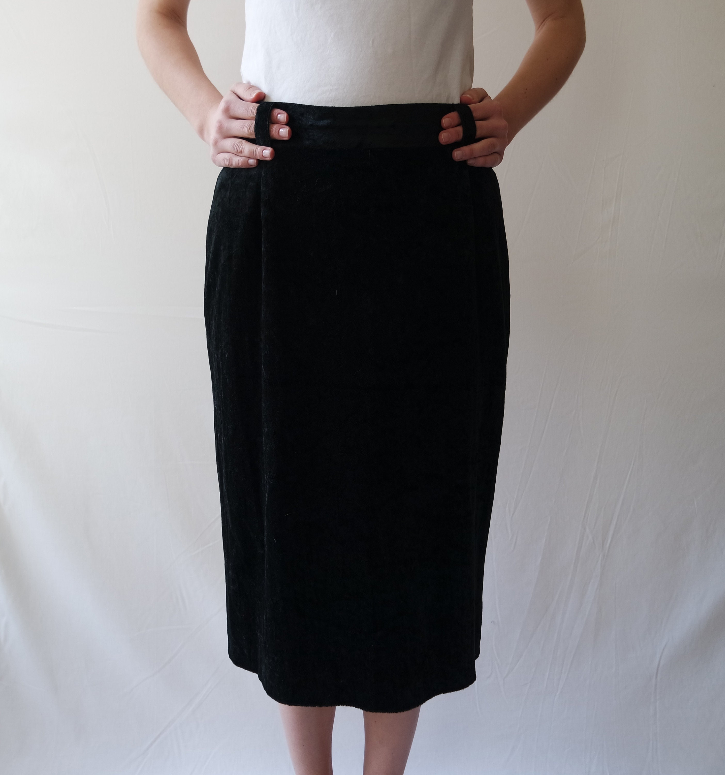 Vintage Black Skirts Velvet Skirts Black Midi Skirt Midi - Etsy