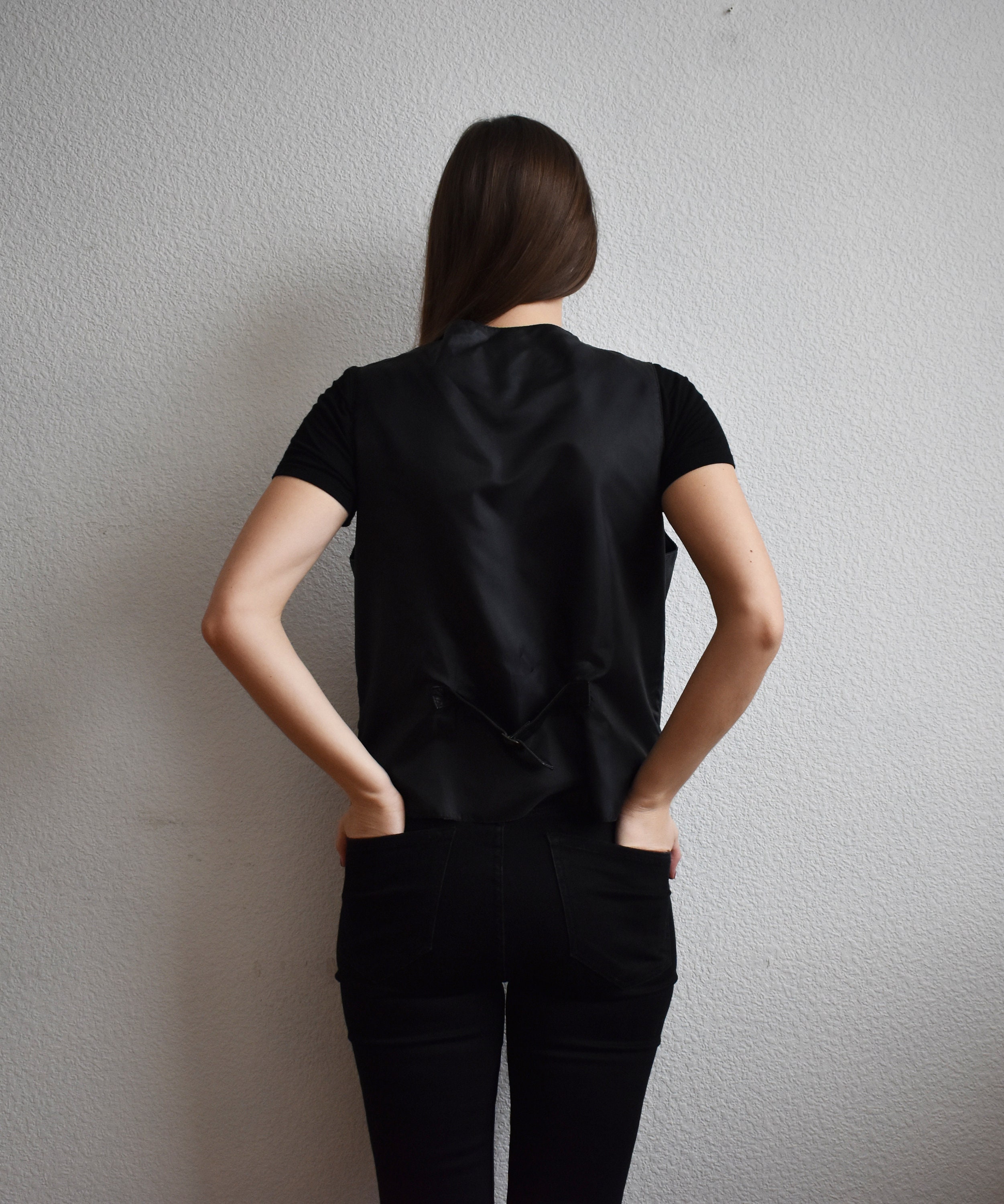 Vintage Leather Vest Womens Black Genuine Leather Vintage Etsy