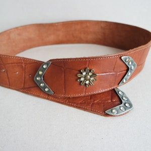 Vintage Women&#39;s Brown Leather Belt Waist Belt Classic Style Belt Wide Belt Buckle Belt Decorative Belt Real Leather Belt Brown