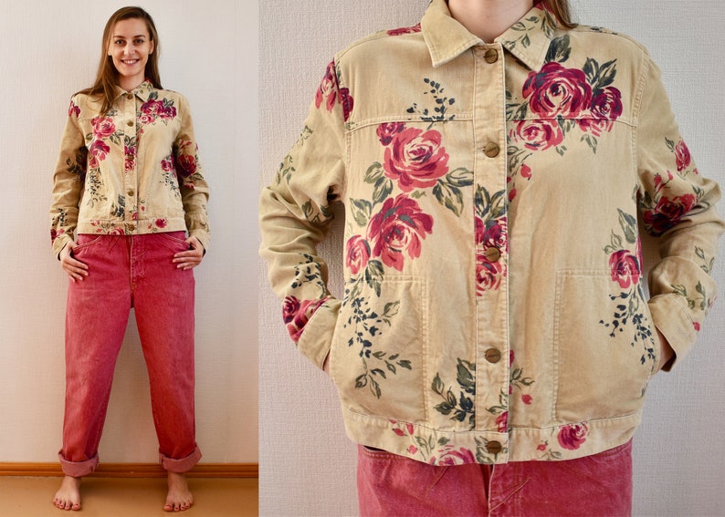 Vintage Velvet Jacket Beige Floral Womens Jacket Vintage Beige Velvet Coat Jacket Corduroy Blazer With Buttons Classic Short Jacket