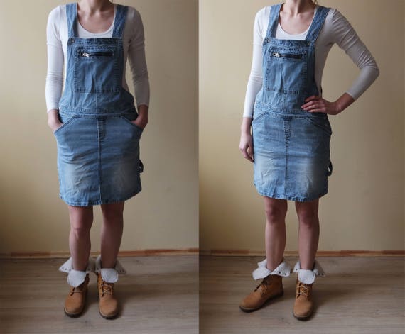 denim overall mini dress