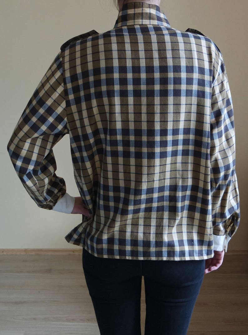 Vintage Shirt Unisex Oxford Shirt Chequered Longsleeve Unisex Womens size 42 Shirt Mustard Yellow Oxford Shirt Vintage Hipster shirt