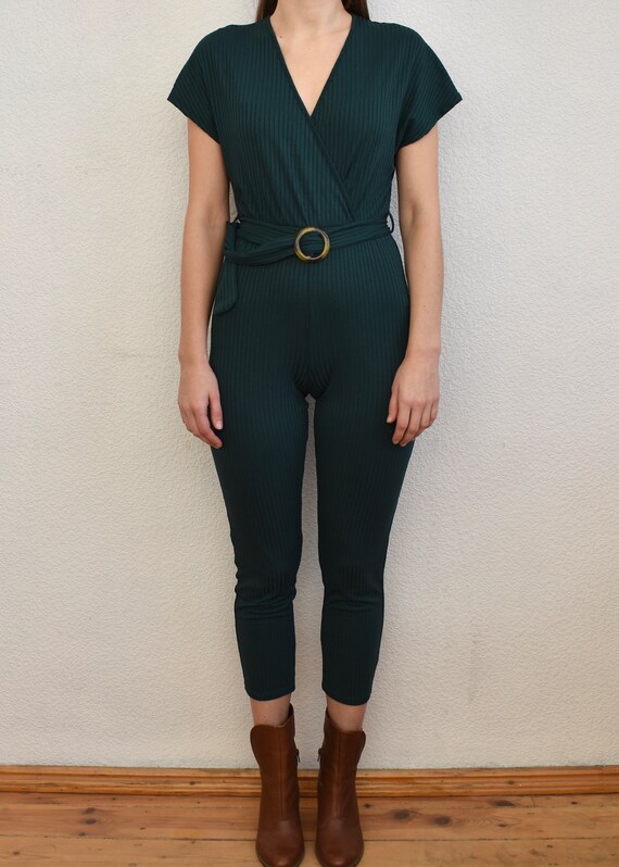 Vintage Women's Dark Green Jumpsuit Fitting Jumps… - image 3