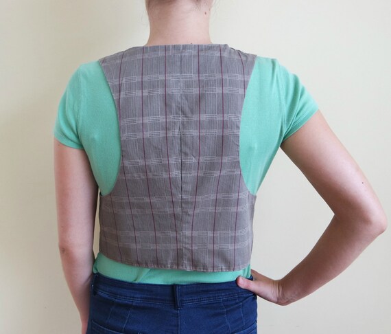 Vintage Checkered Vest Gray Vest Classic Vest Wai… - image 2