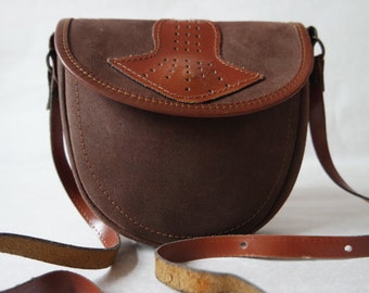 Vintage Leather Messenger Bag Brown Suede Leather Messenger Bag Crossbody Bag Small size handbag Festival bag Suede Handbag