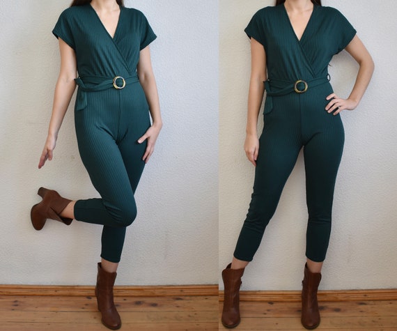 Vintage Women's Dark Green Jumpsuit Fitting Jumps… - image 1