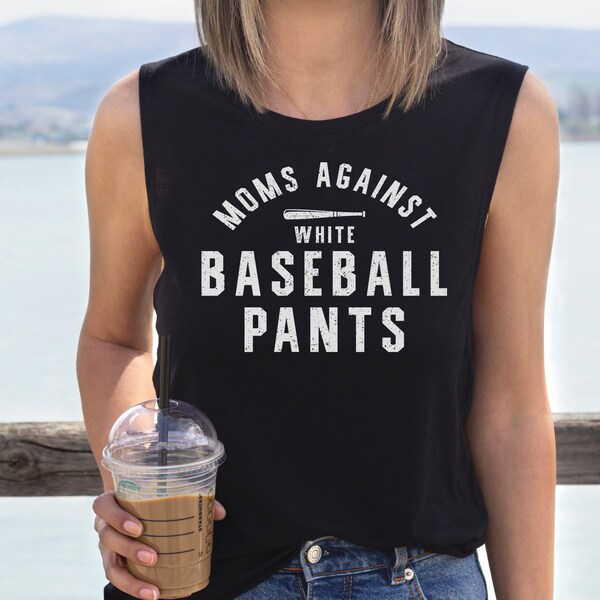 Baseball Mom screen print transfer: Moms against white baseball pants screen print transfer DISTRESSED