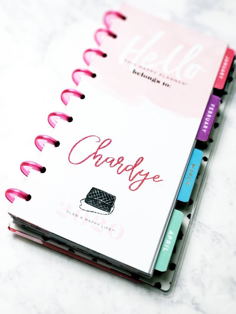 Glitter Name Decals for Happy planner mini, classic, and big