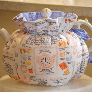 TEA COSY Large Size Afternoon Tea Drop In Snuggie Original fits your 42-48 Oz large teapot is lined with blue floral print zdjęcie 5