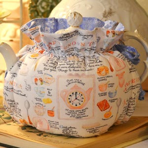 TEA COSY Large Size Afternoon Tea Drop In Snuggie Original fits your 42-48 Oz large teapot is lined with blue floral print zdjęcie 1