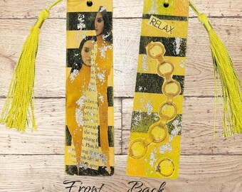 Mixed media art wooden bookmark